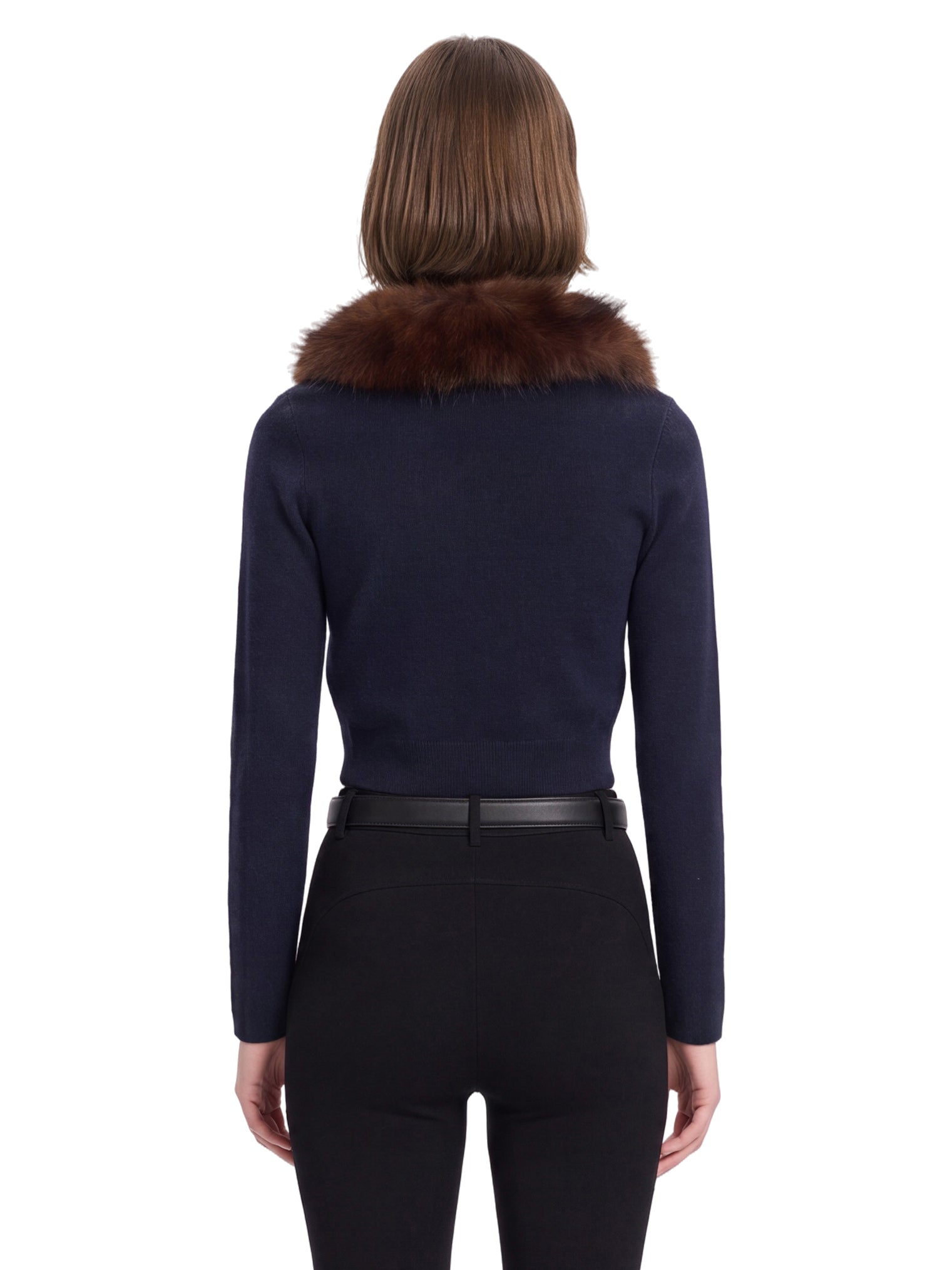 Cardigan con pelliccia in blu 