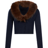 Cardigan con pelliccia in blu 