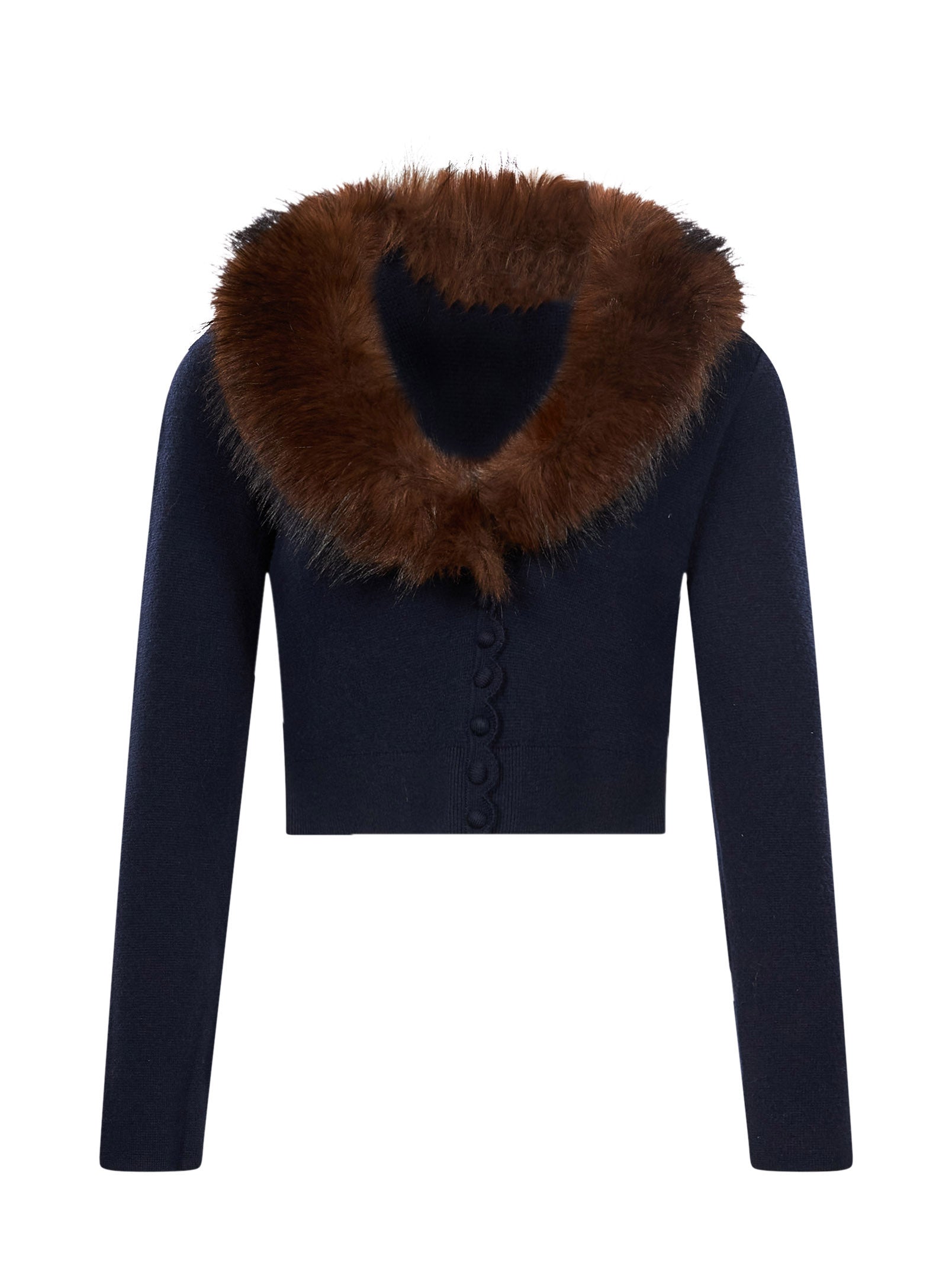 Cardigan con pelliccia in blu 
