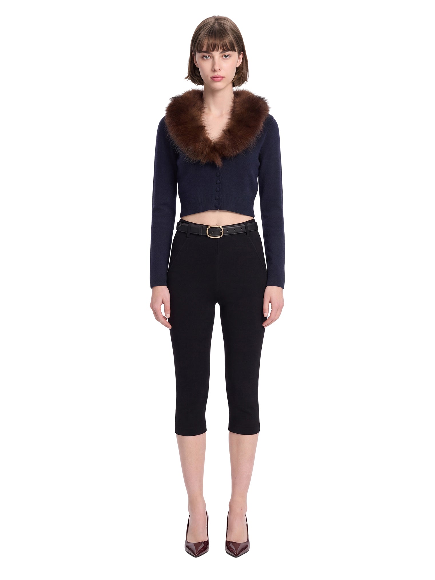 Cardigan con pelliccia in blu 