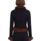 Cardigan con pelliccia in nero 