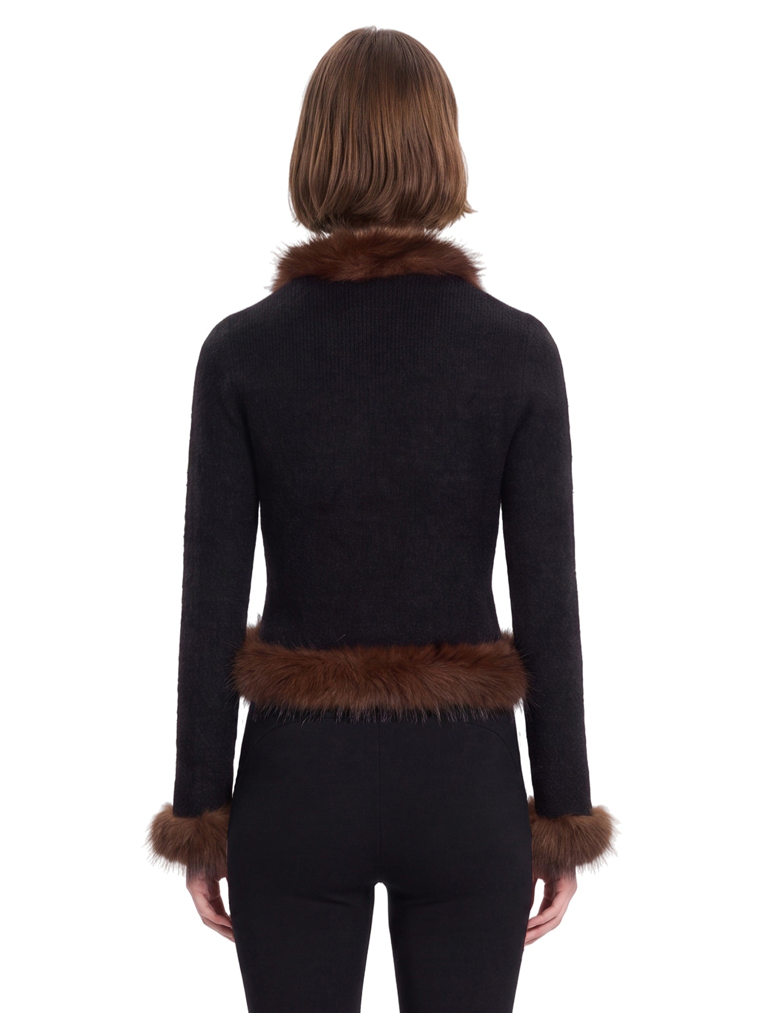 Cardigan con pelliccia in nero 