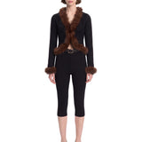 Cardigan con pelliccia in nero 