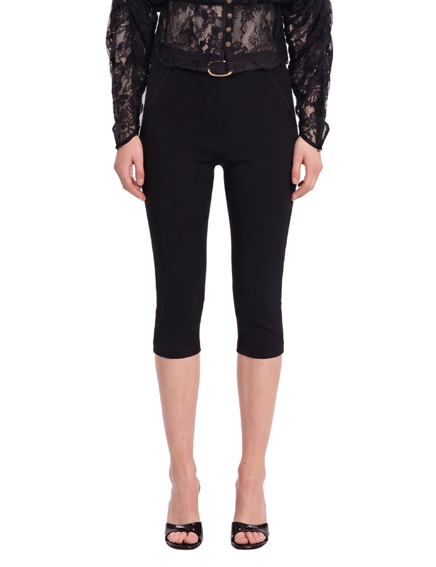 Leggings capri con cintura in nero 