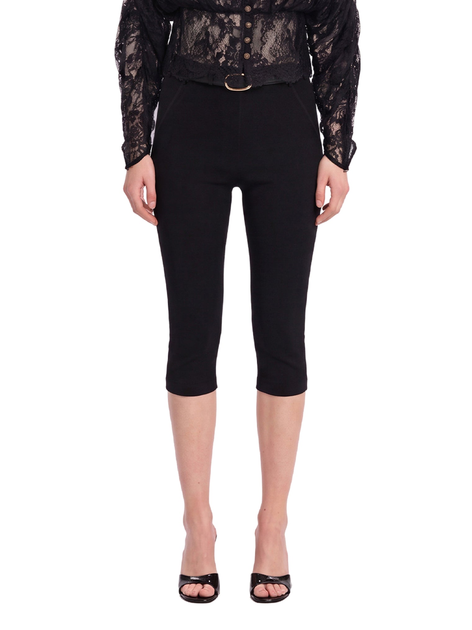 Leggings capri con cintura in nero 
