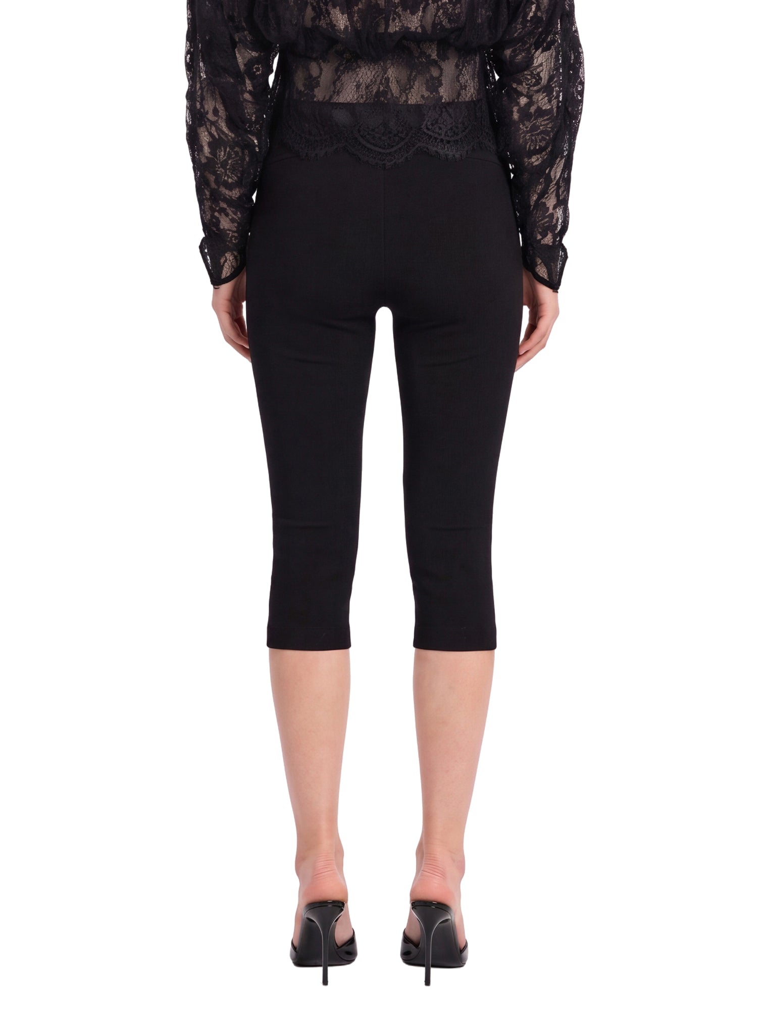 Leggings capri con cintura in nero 