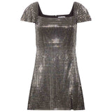 Abito mini con strass in argento 