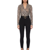 Leggings con staffe e cintura in nero 