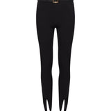 Leggings con staffe e cintura in nero 