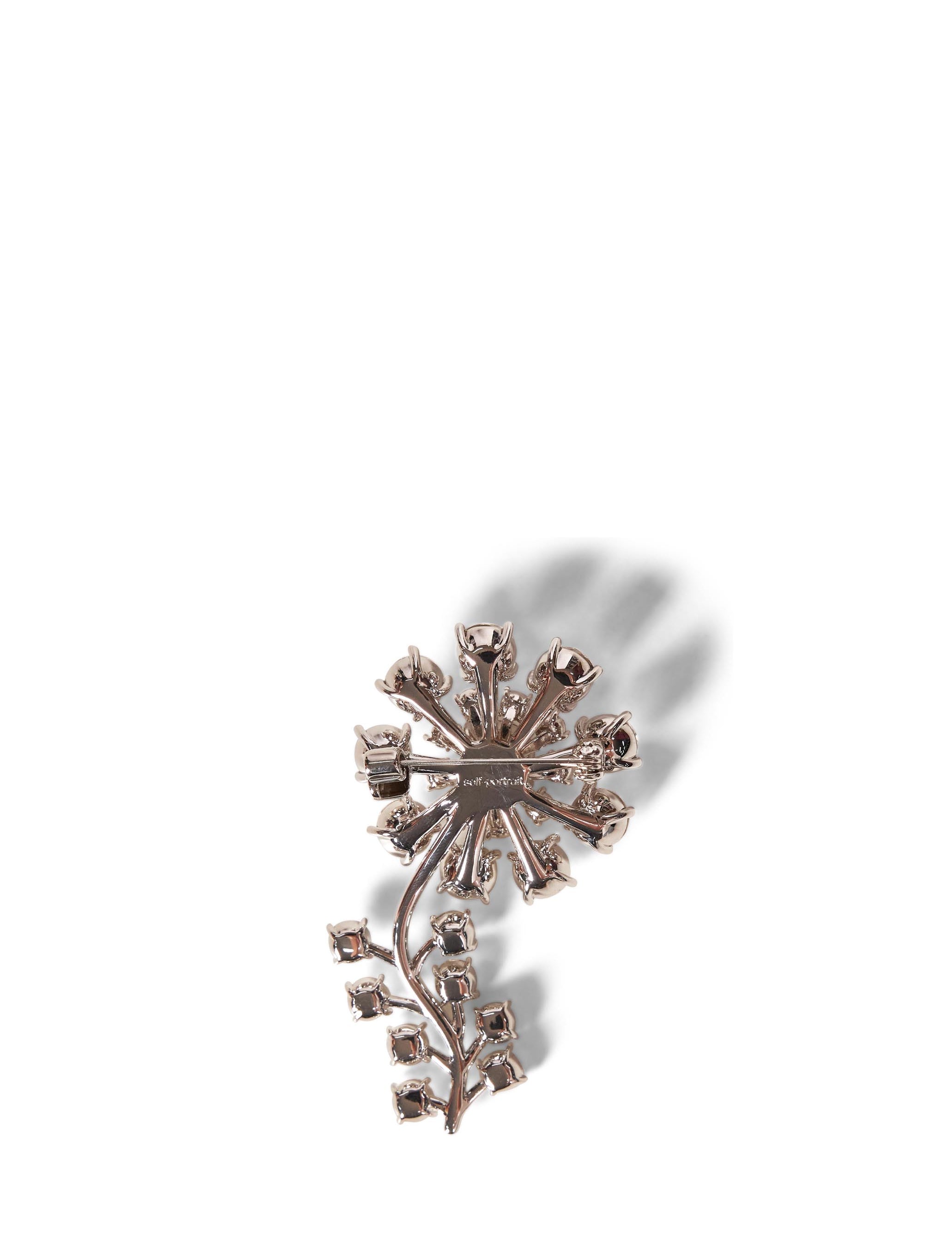 Spilla con fiore e cristalli in argento 