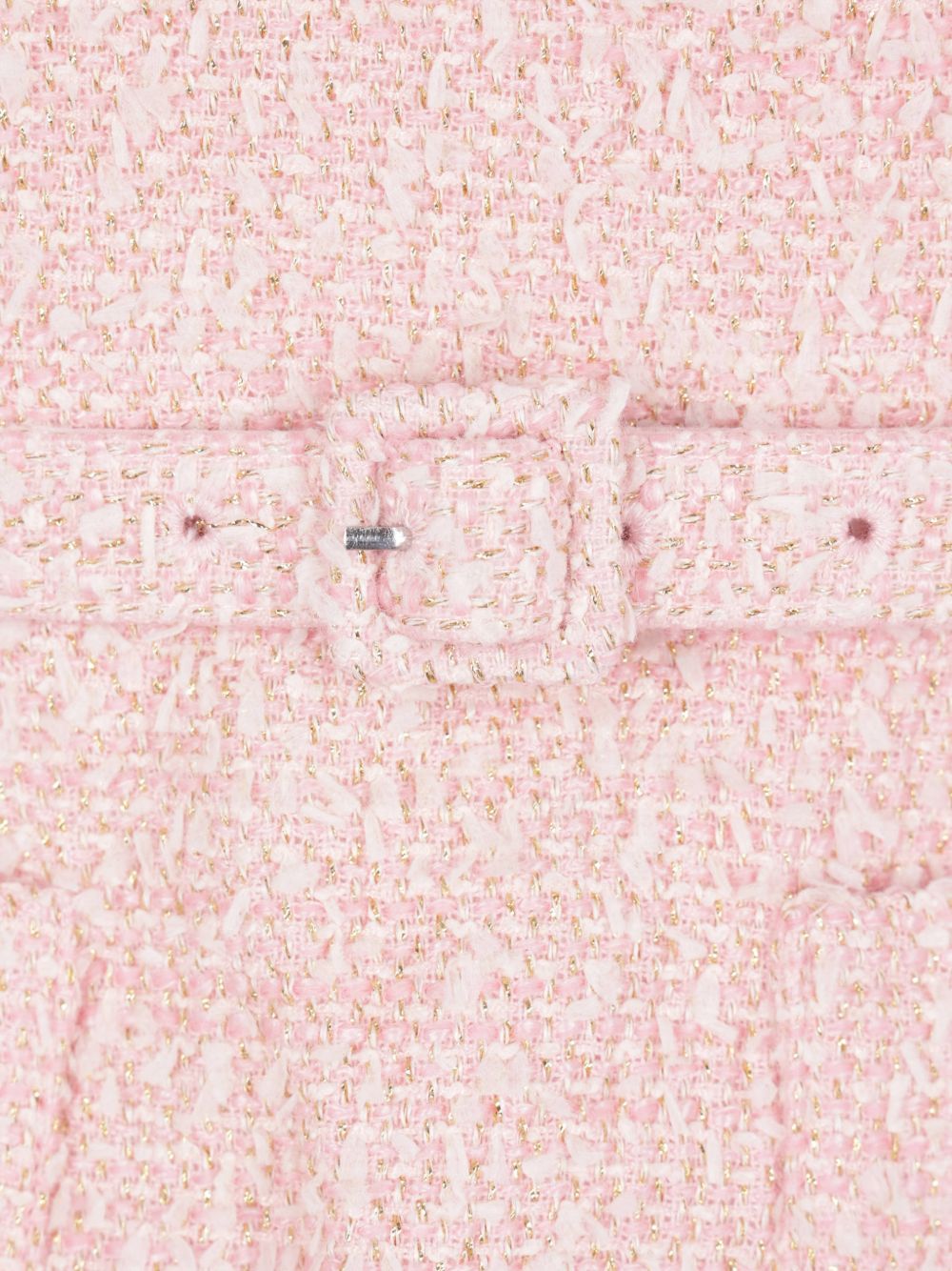 Abito midi in bouclé con collo in pizzo in rosa 