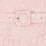 Abito midi in bouclé con collo in pizzo in rosa 