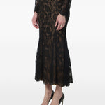Gonna midi in pizzo in nero 