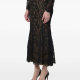 Gonna midi in pizzo in nero 