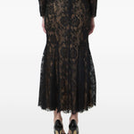 Gonna midi in pizzo in nero 