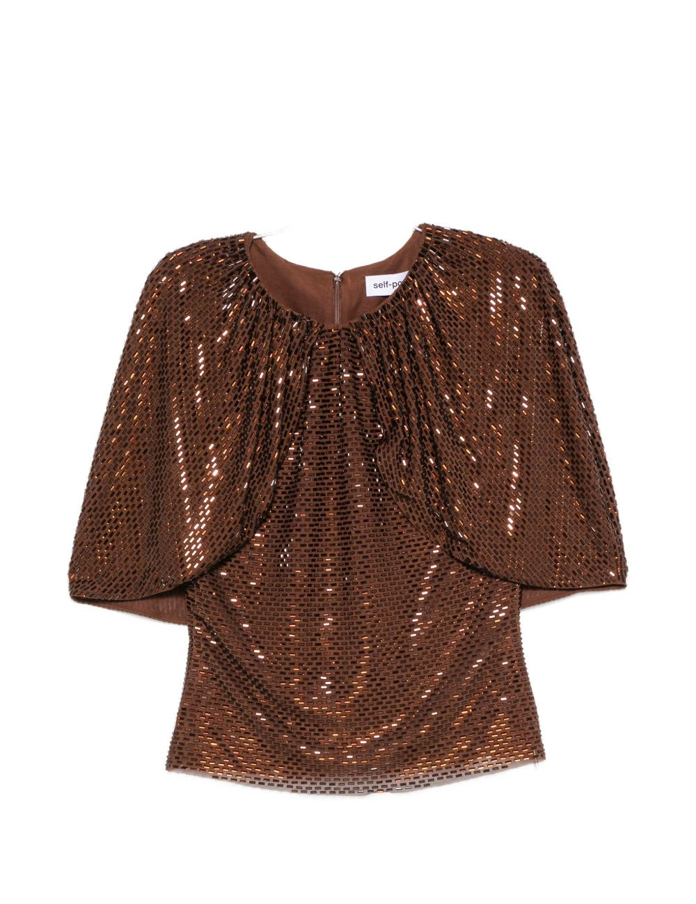 Top arricciato decorato con paillettes 