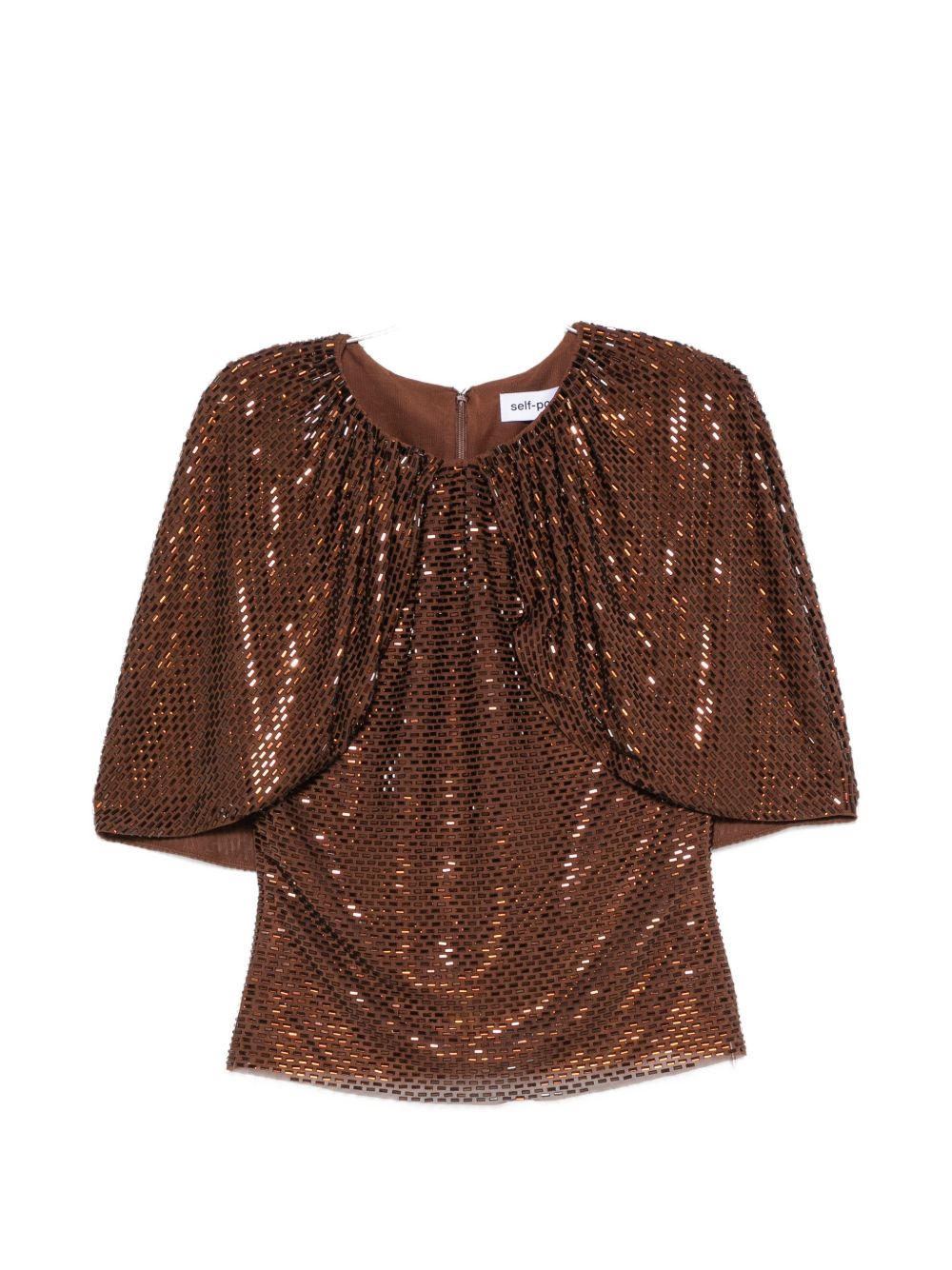 Top arricciato decorato con paillettes 