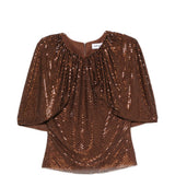 Top arricciato decorato con paillettes 