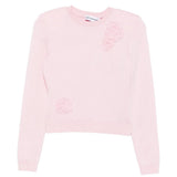 Cardigan in maglia con fiori in rosa 