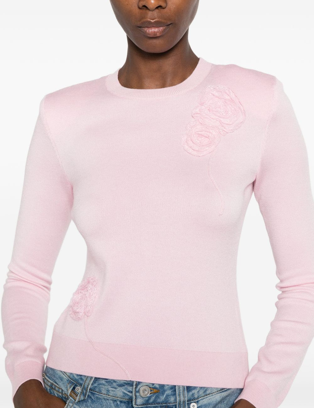 Cardigan in maglia con fiori in rosa 