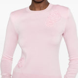 Cardigan in maglia con fiori in rosa 