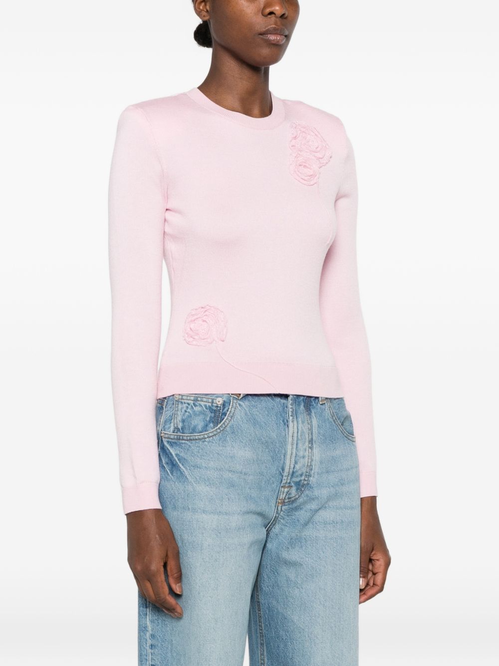 Cardigan in maglia con fiori in rosa 
