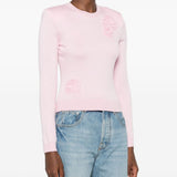 Cardigan in maglia con fiori in rosa 