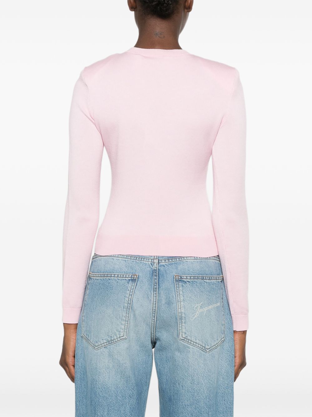 Cardigan in maglia con fiori in rosa 
