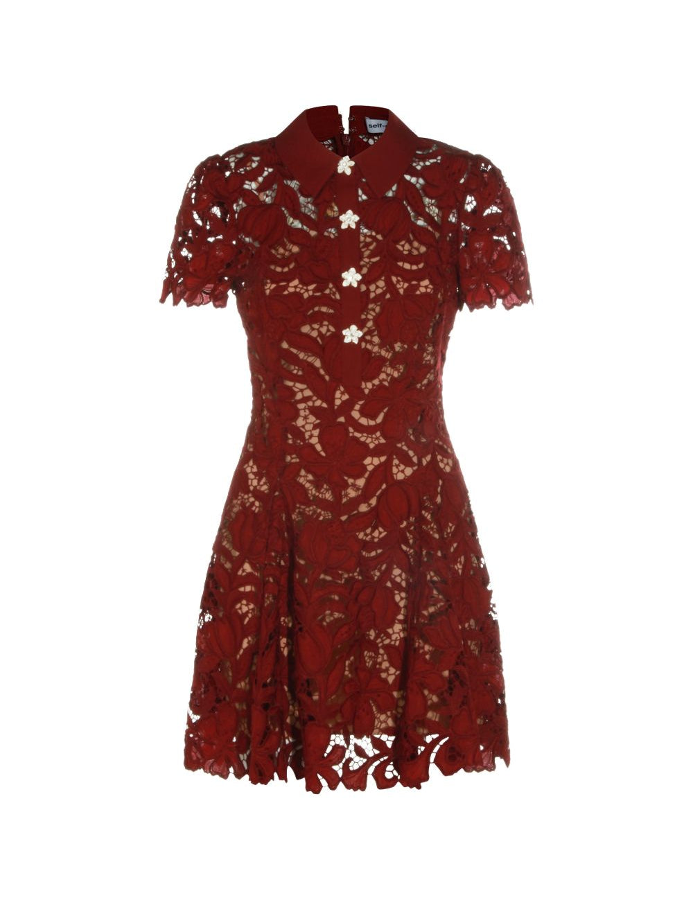 Abito mini in pizzo in bordeaux 
