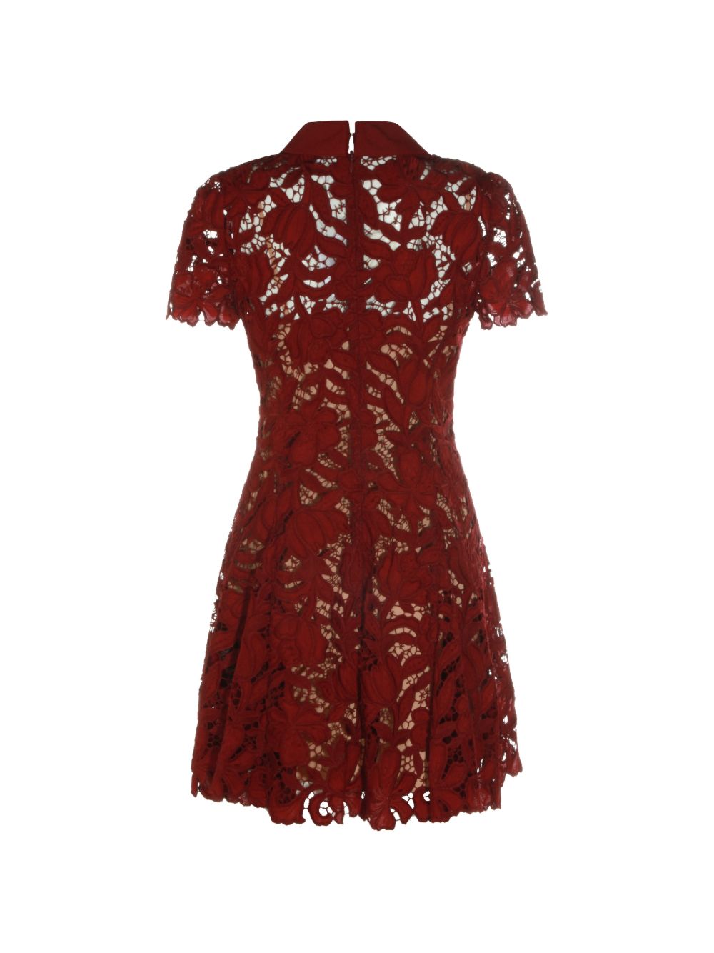 Abito mini in pizzo in bordeaux 