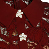 Abito mini in pizzo in bordeaux 