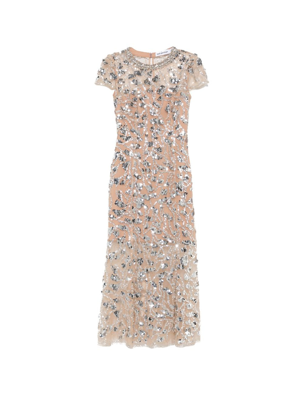 Abito midi con paillettes in beige 