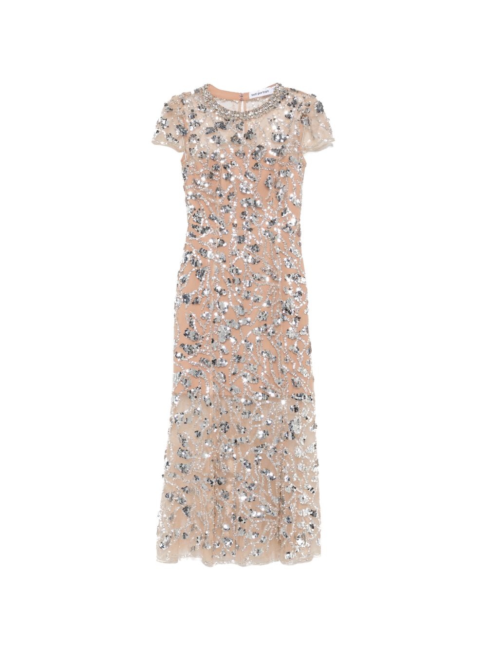 Abito midi con paillettes in beige 