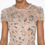 Abito midi con paillettes in beige 