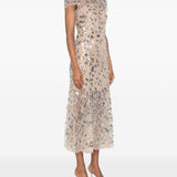 Abito midi con paillettes in beige 