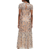 Abito midi con paillettes in beige 
