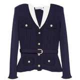Cardigan a coste con cintura in blu 