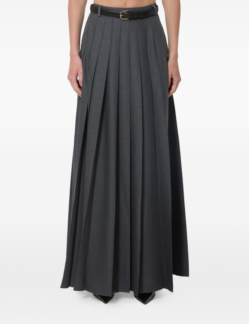 Gonna maxi plisettata in grigio 