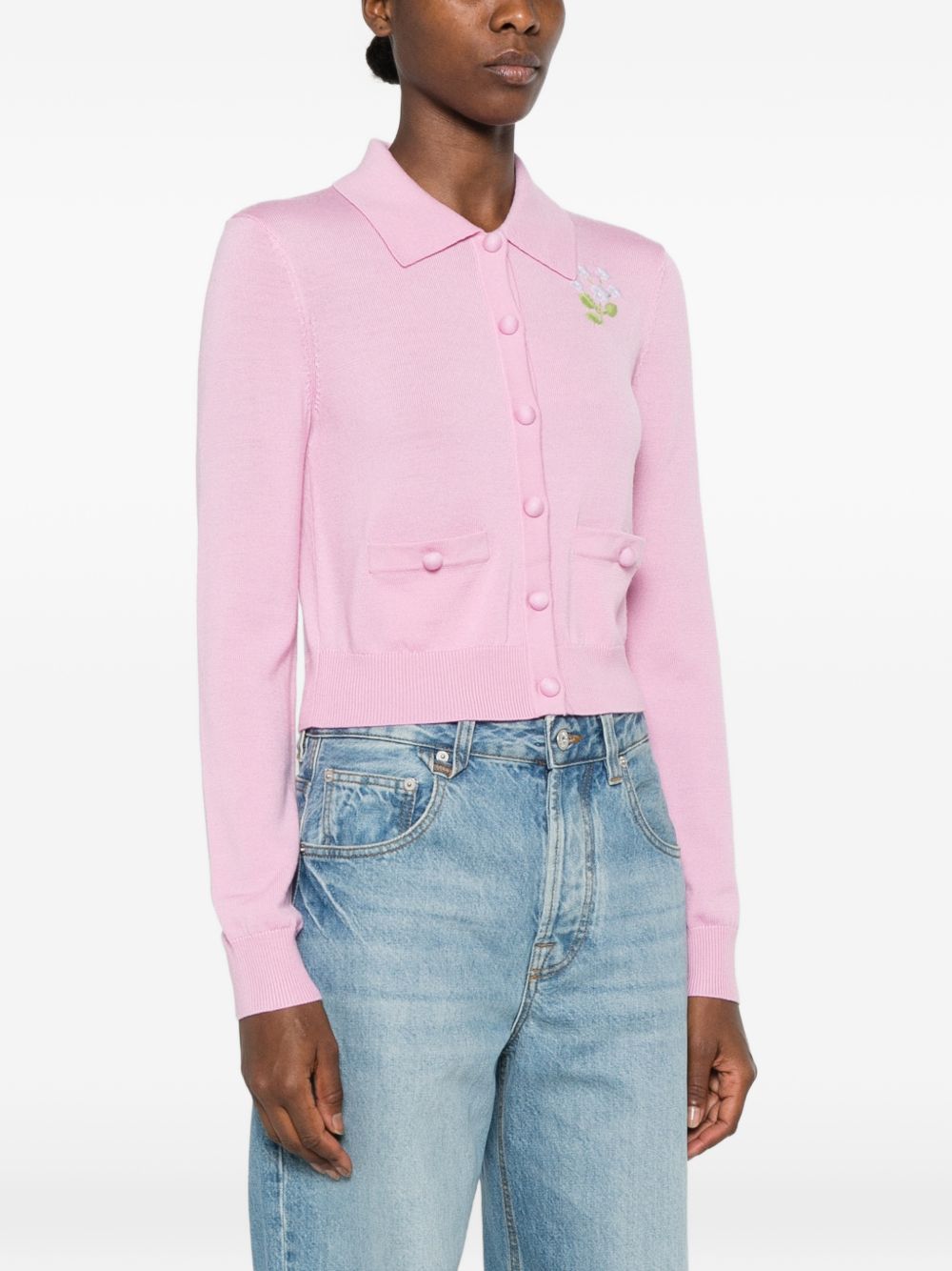 Cardigan con ricami floreali 
