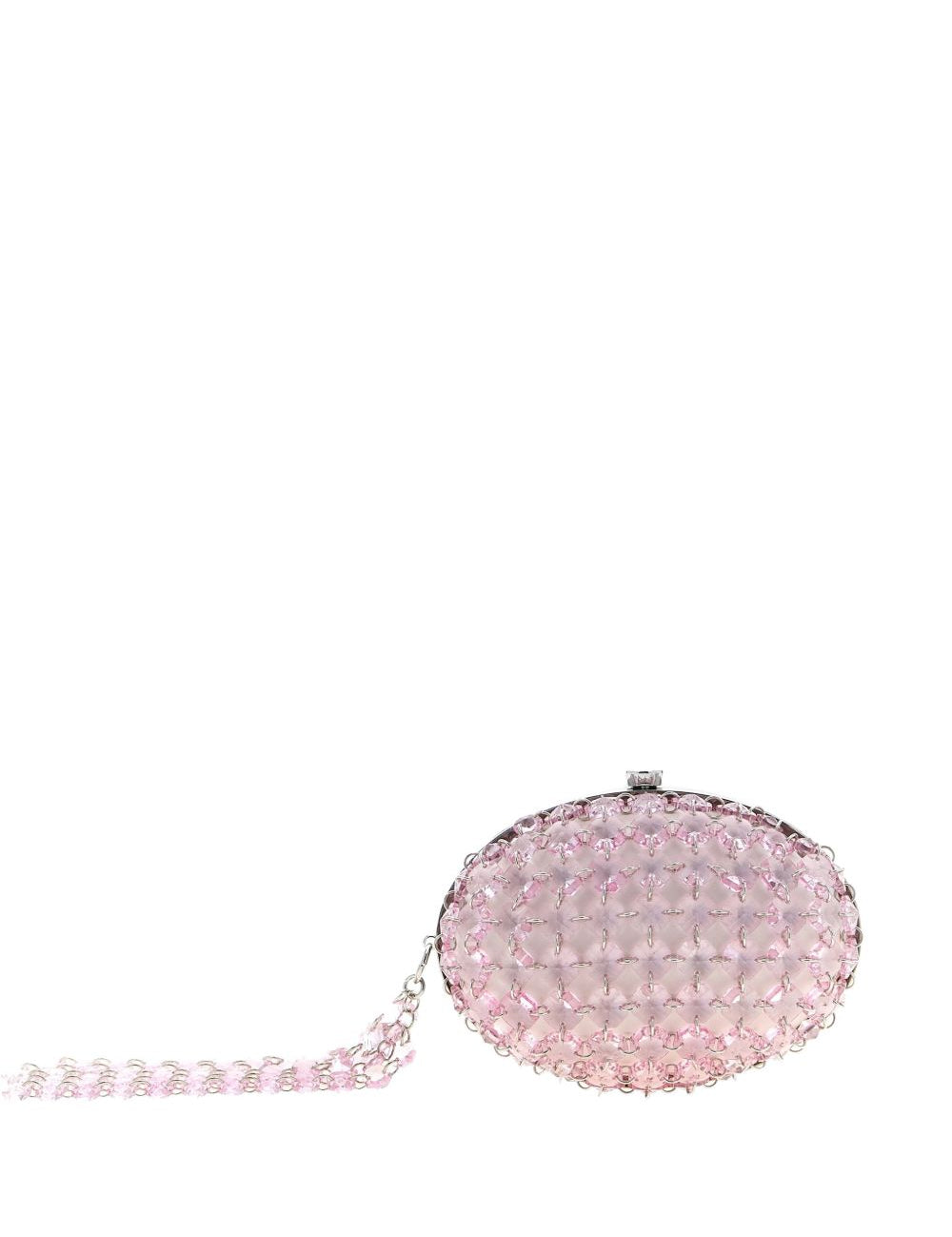 Borsa ovale con catena di cristalli in rosa 