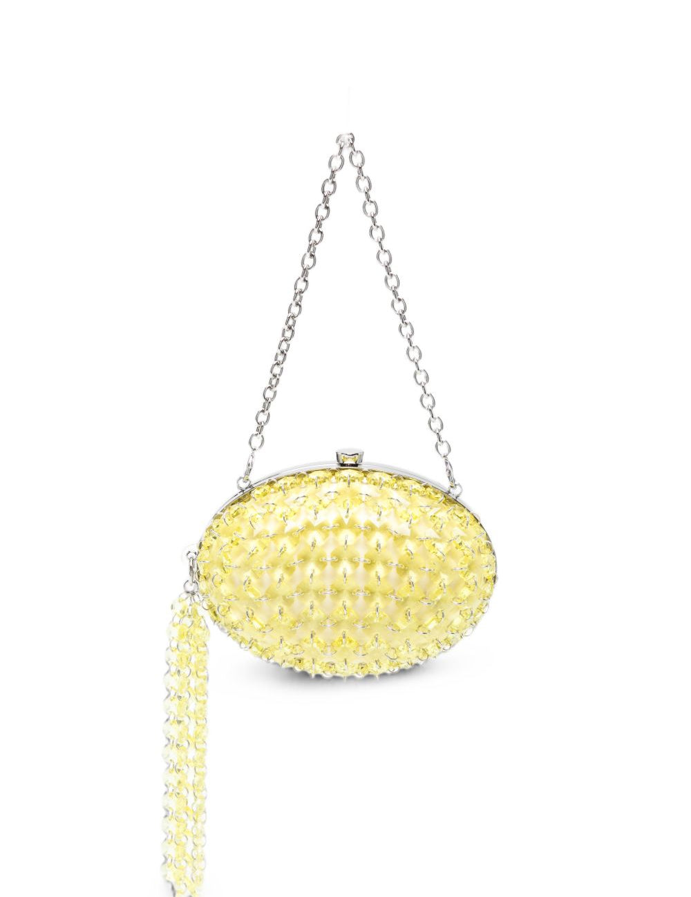 Clutch in raso giallo con cristalli 