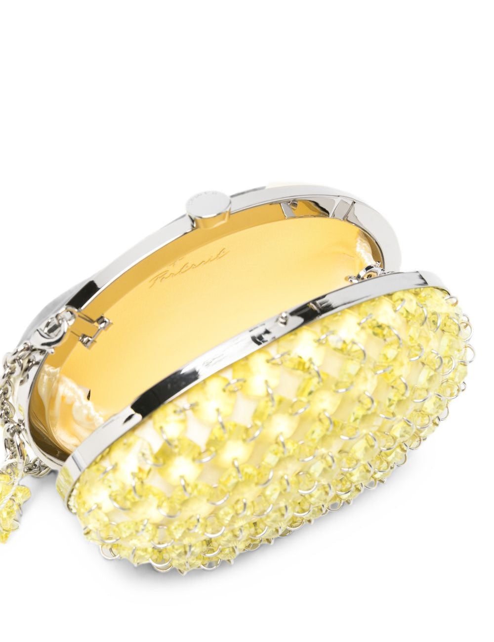 Clutch in raso giallo con cristalli 