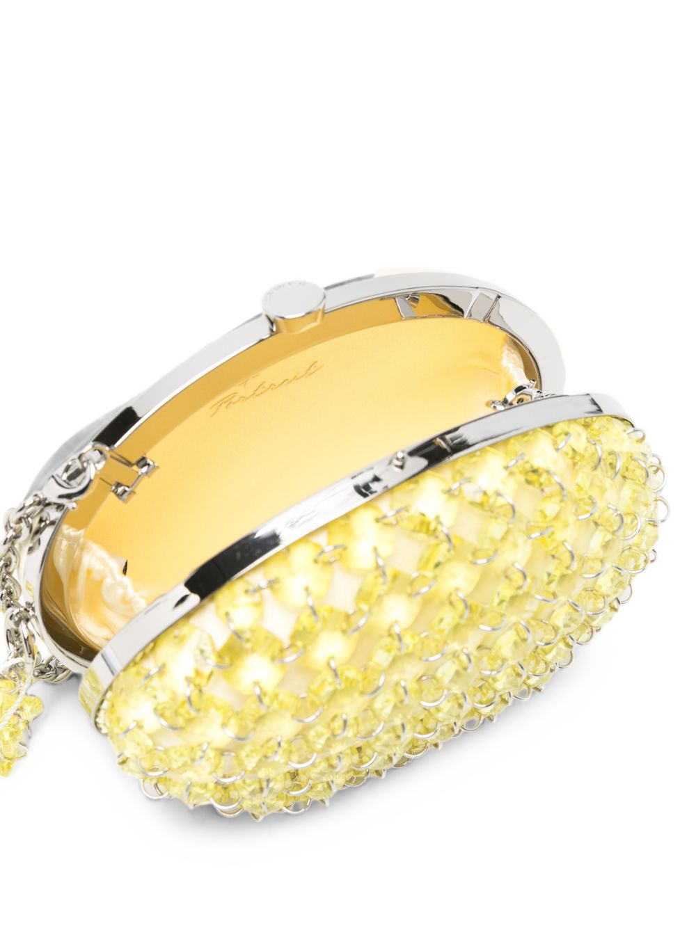 Clutch in raso giallo con cristalli 