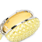 Clutch in raso giallo con cristalli 