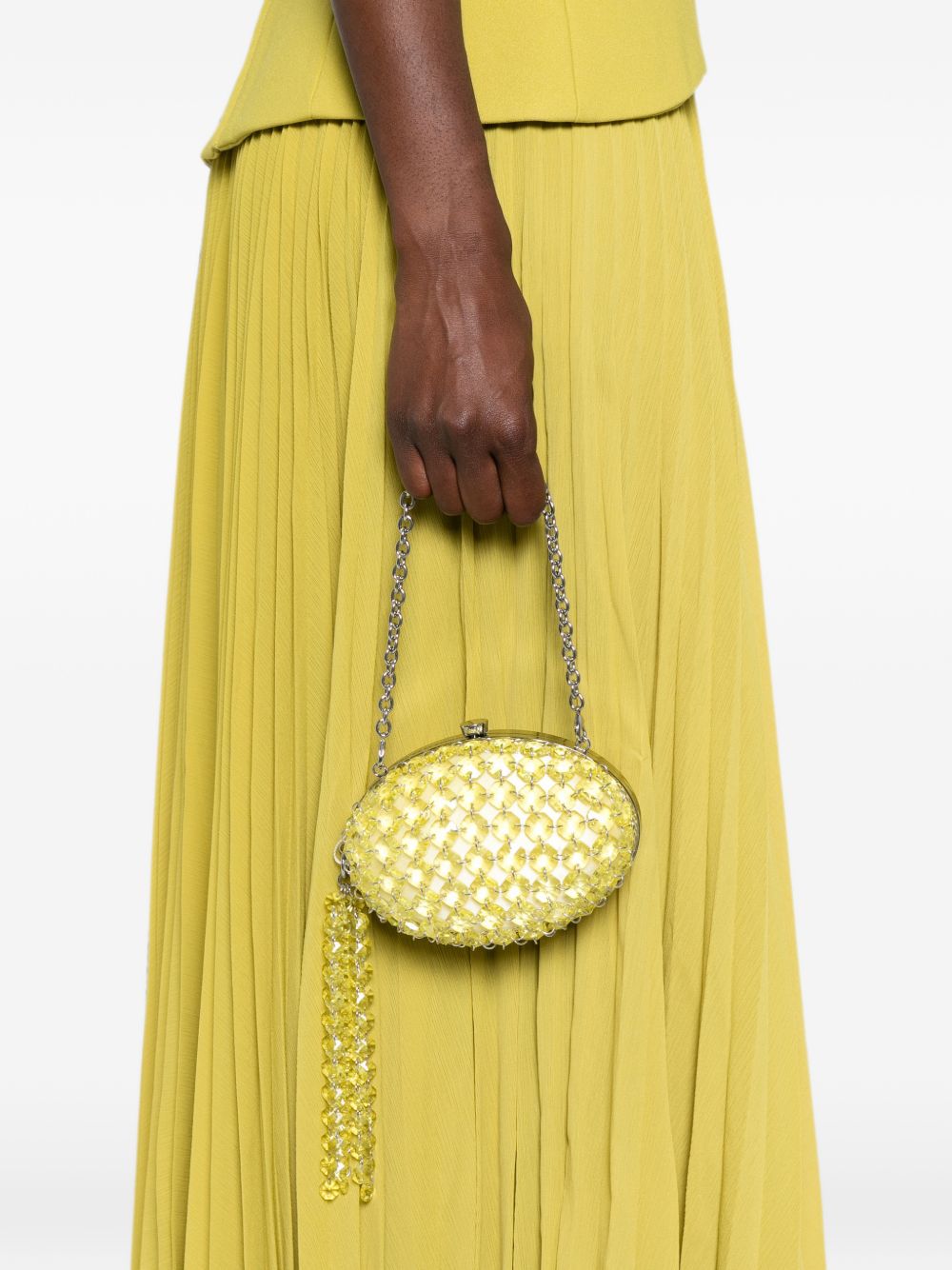 Clutch in raso giallo con cristalli 