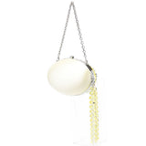 Clutch in raso giallo con cristalli 