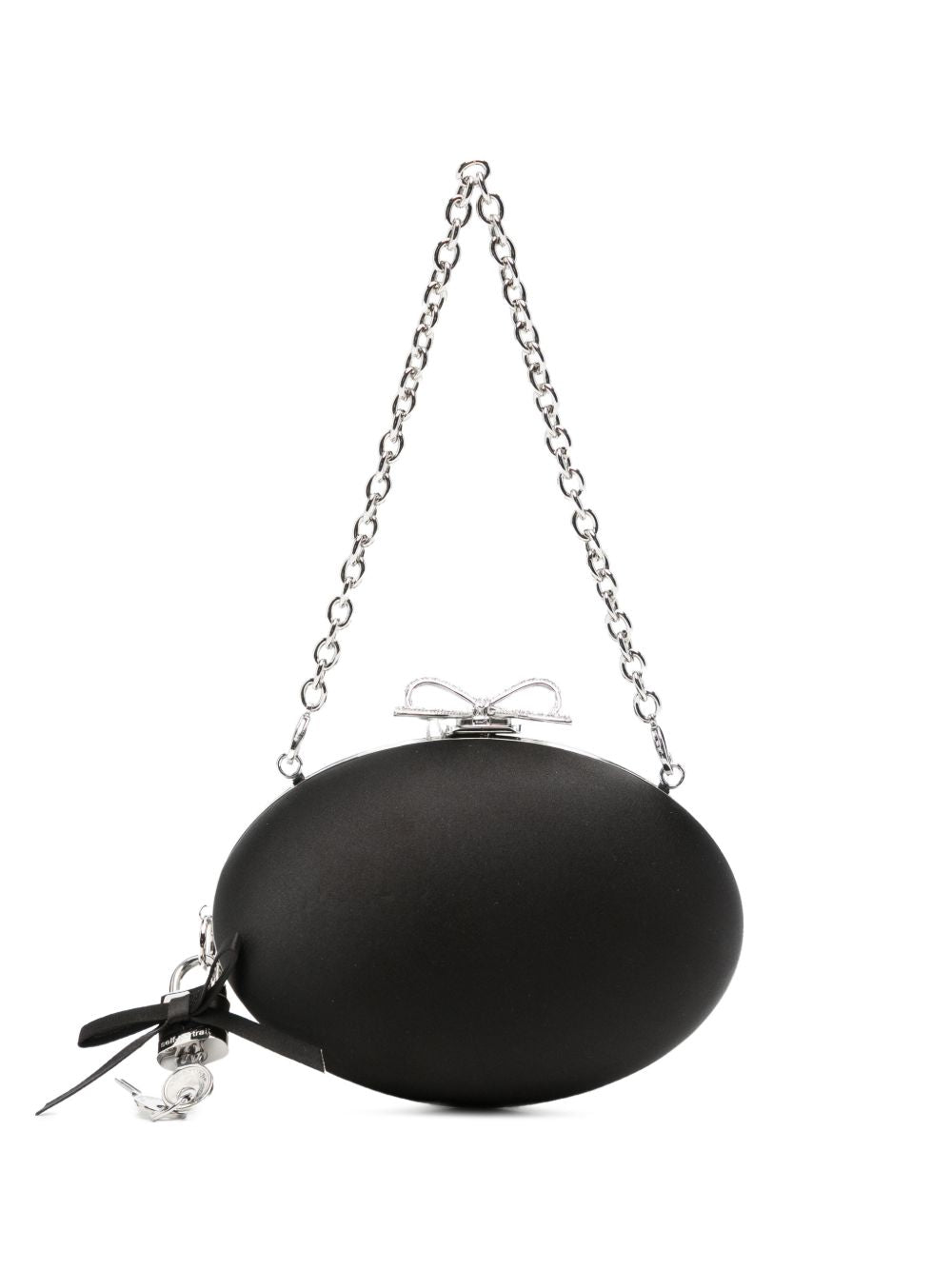 Clutch con chiusura a fermaglio con fiocco in nero 