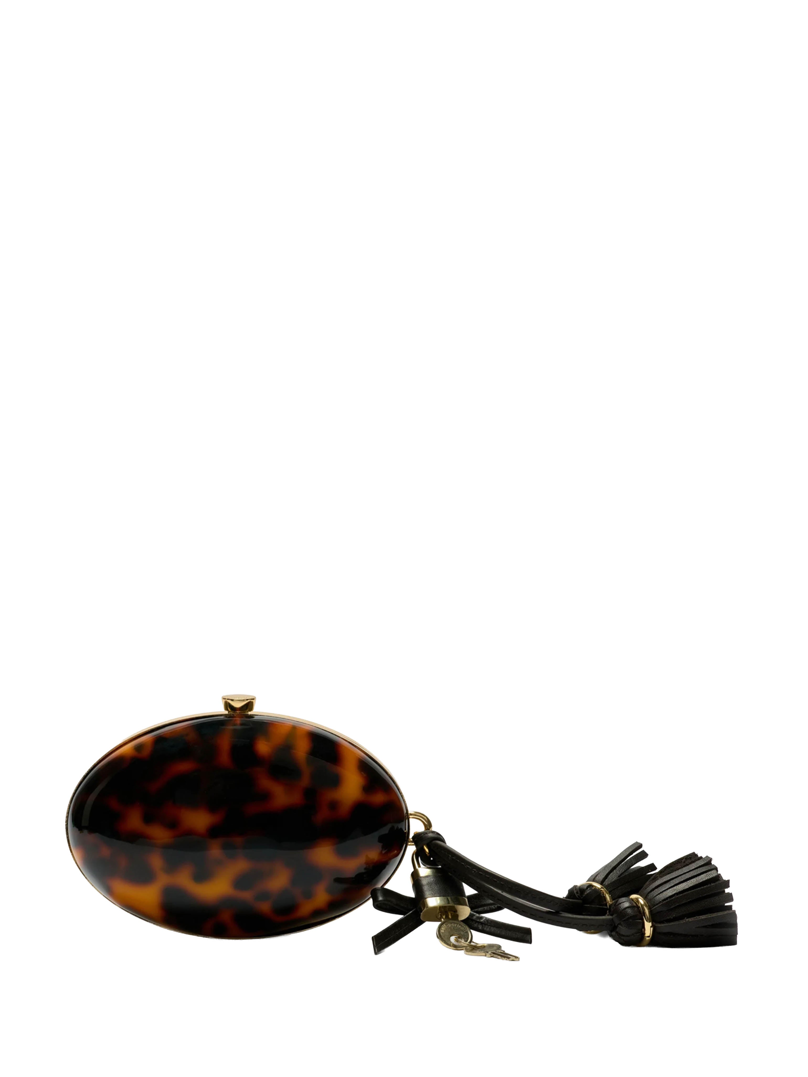 Clutch con chiusura a fermaglio con fiocco in nero 