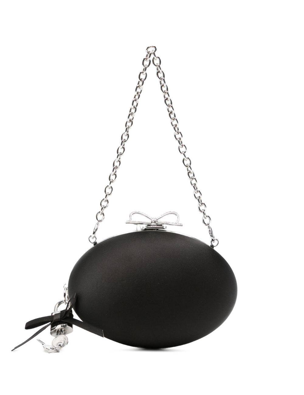 Clutch con chiusura a fermaglio con fiocco in nero 