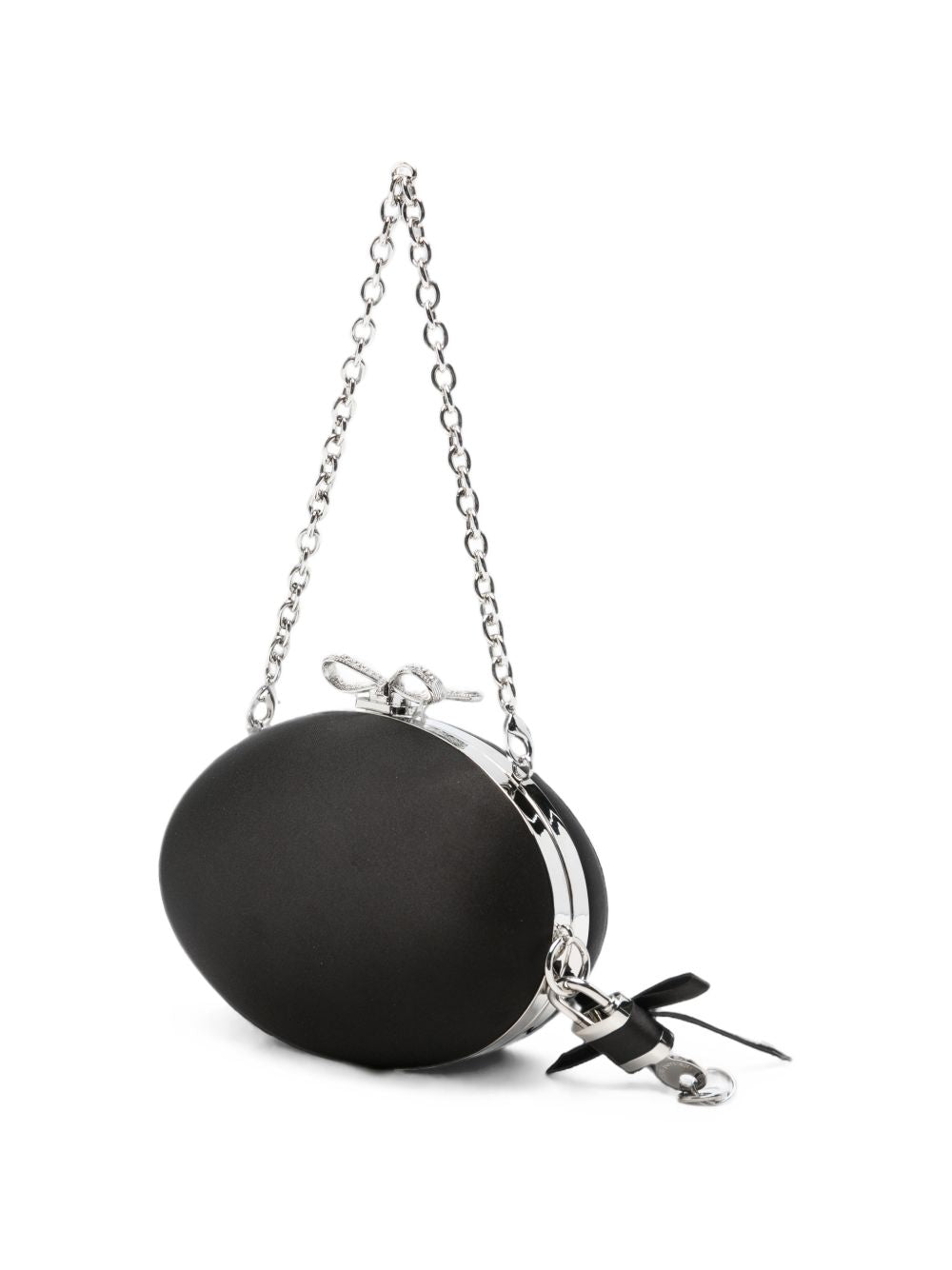 Clutch con chiusura a fermaglio con fiocco in nero 